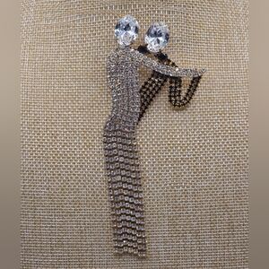 Butler And Wilson Art Deco Style Large Rhinestone Dancing Couple Brooch